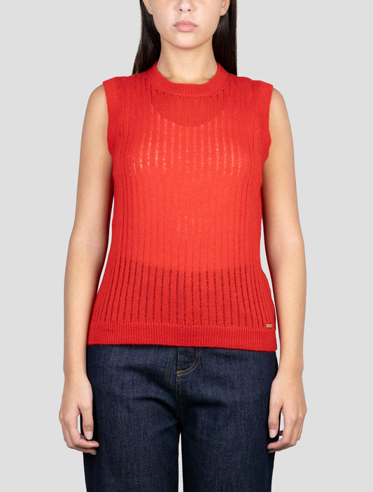 Kiton Red Cashmere Silk Tank Top
