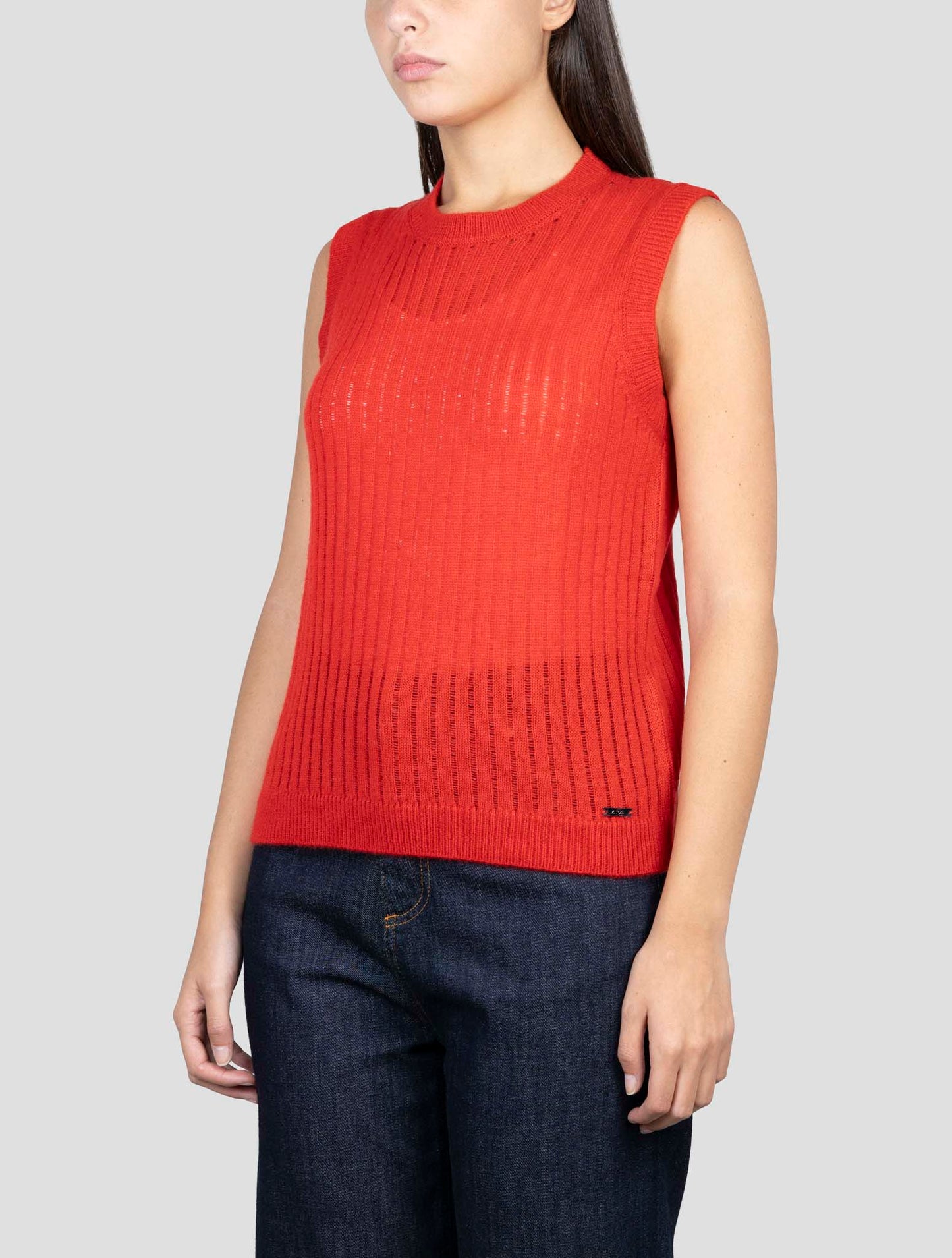 Kiton Red Cashmere Silk Tank Top