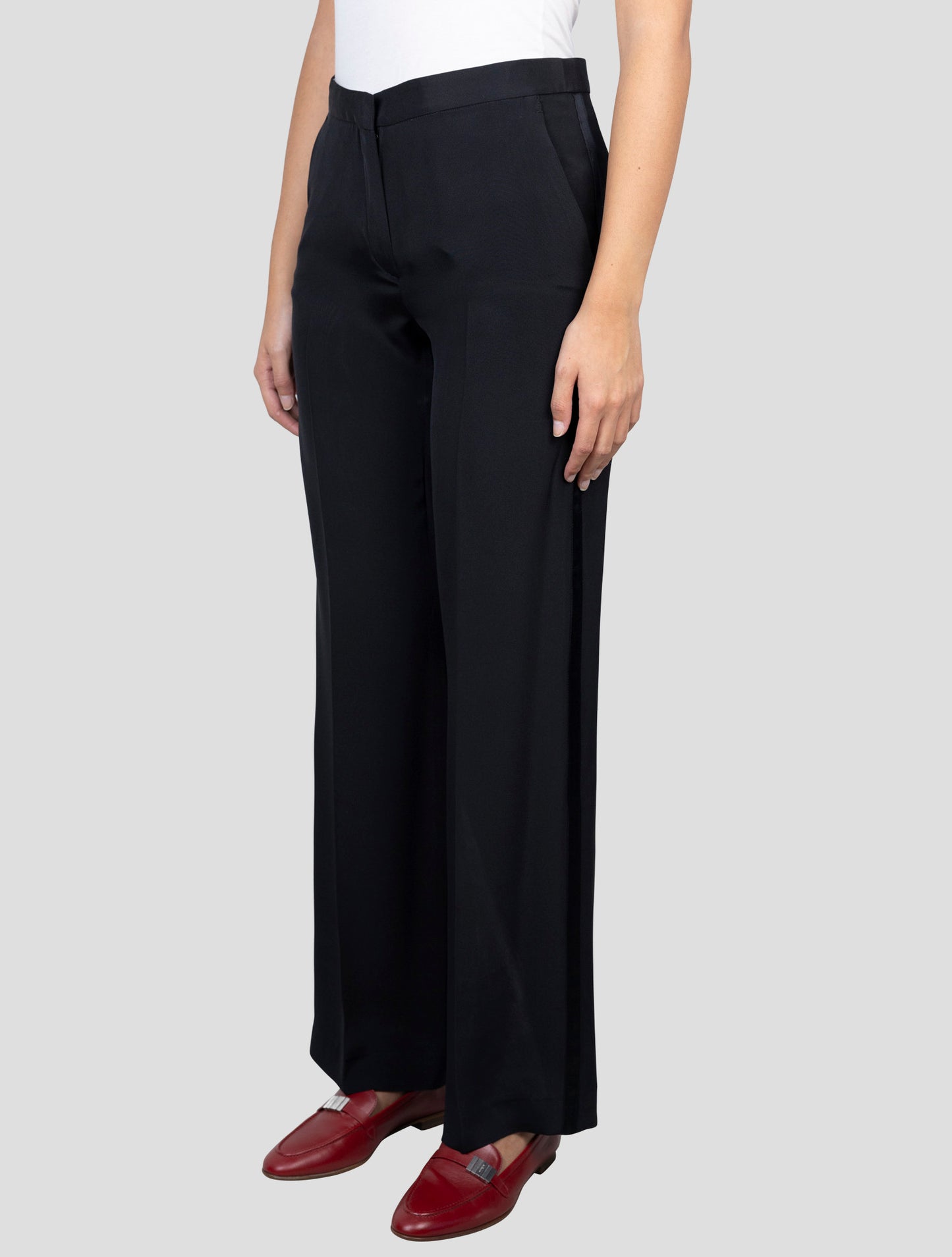 Kiton Dark Blue Silk Dress Pants