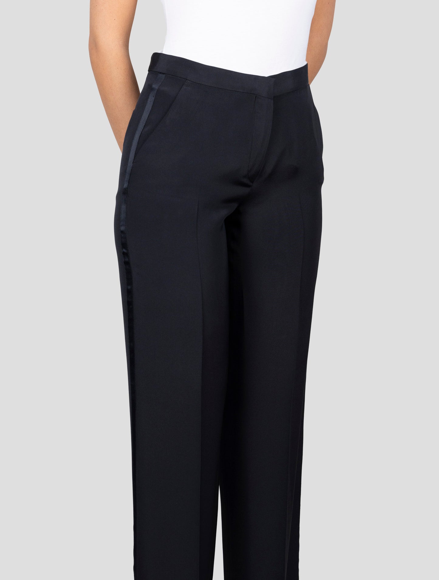 Kiton Dark Blue Silk Dress Pants