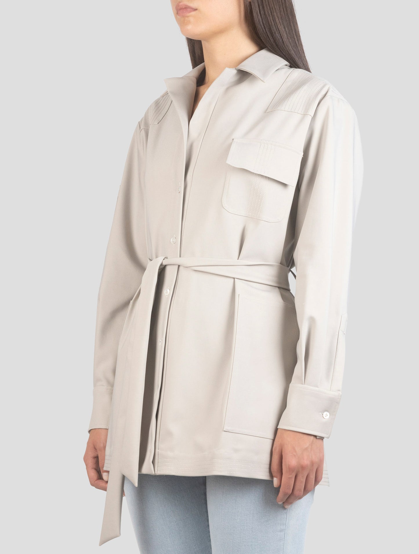 Kiton Gray Cotton Pa Ea Coat