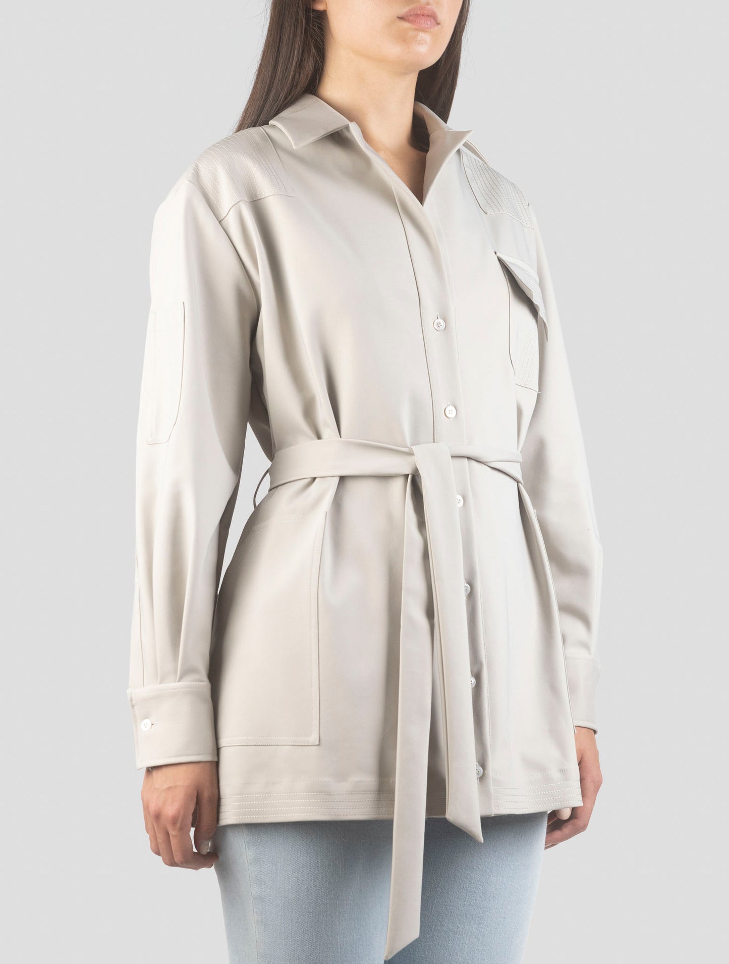 Kiton Gray Cotton Pa Ea Coat