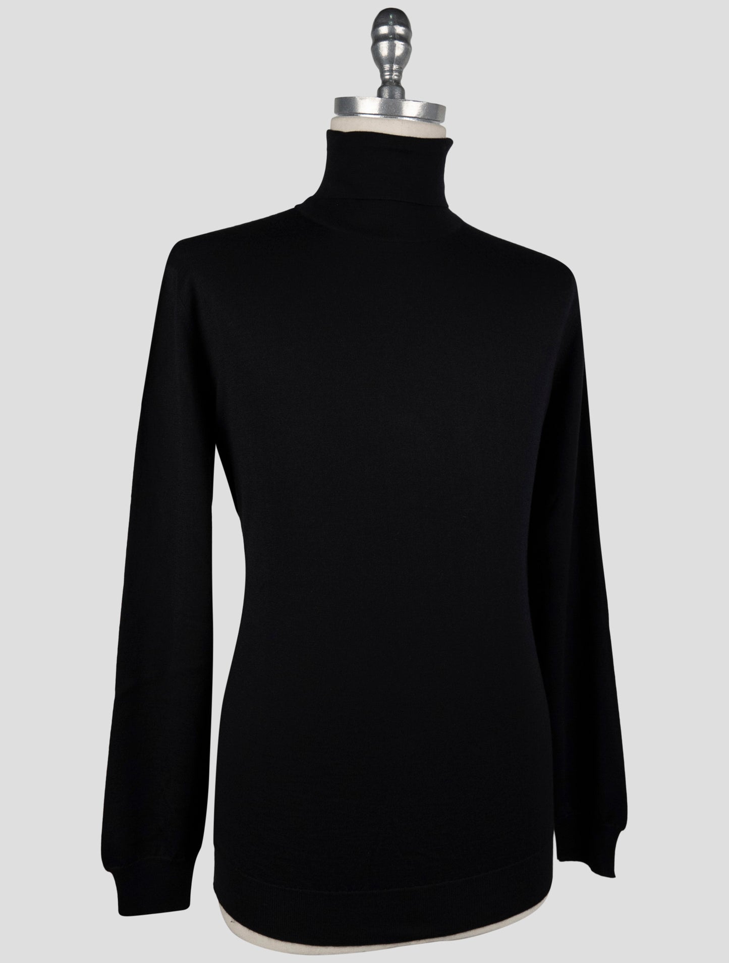 Kiton Black Cashmere Silk Sweater Turtleneck