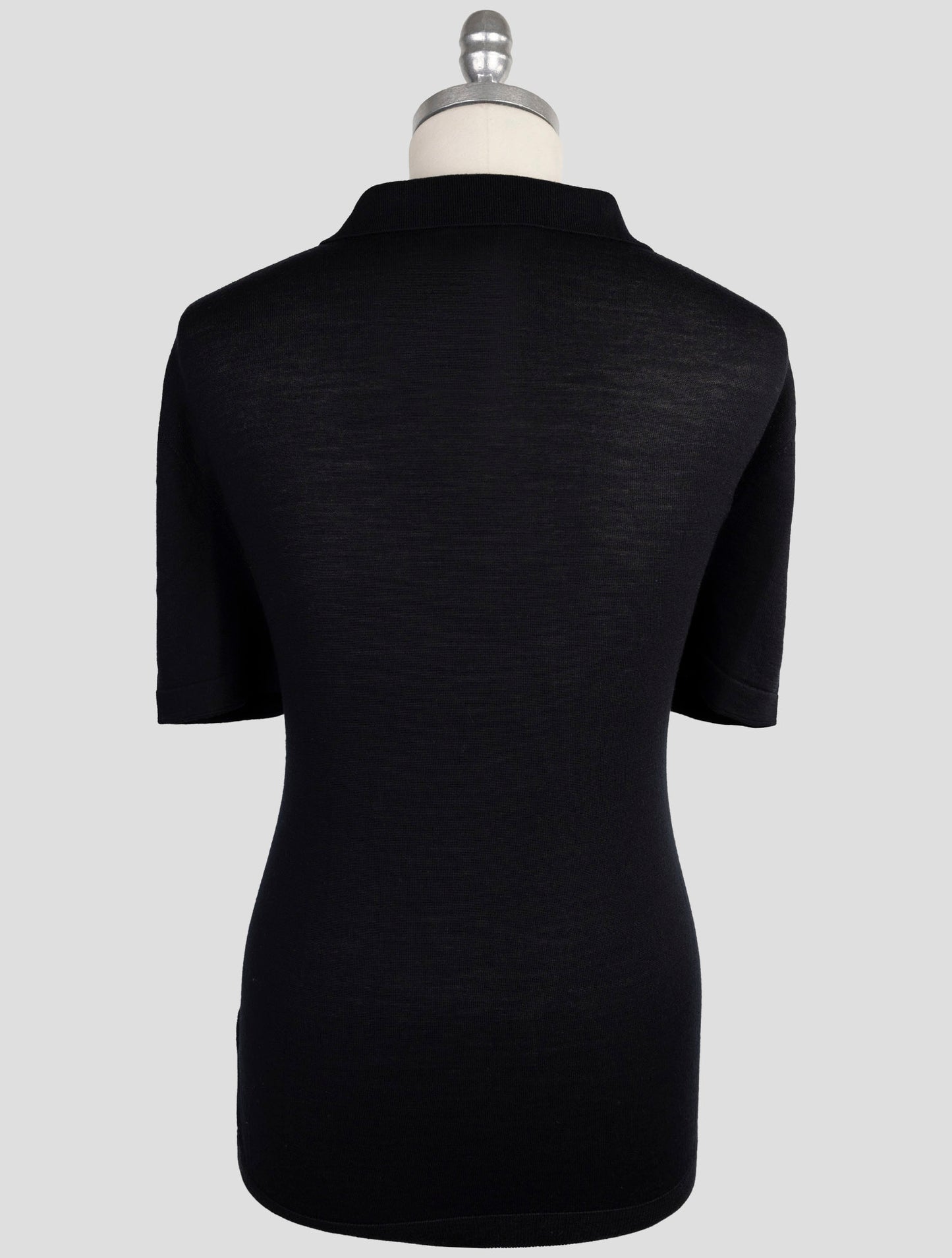 Kiton Knt Black Virgin Wool Silk Polo