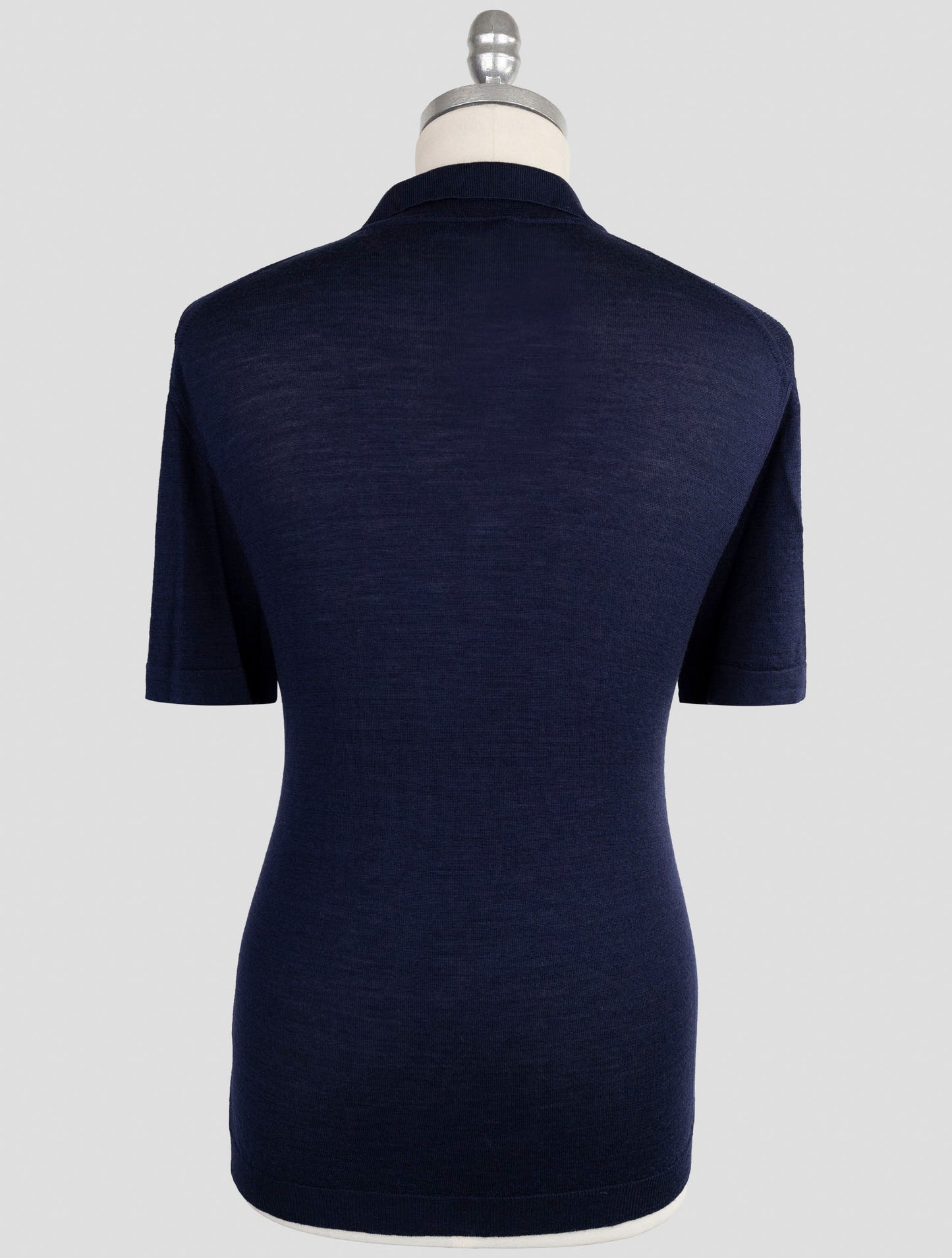 Kiton Knt Blue Virgin Wool Silk Polo