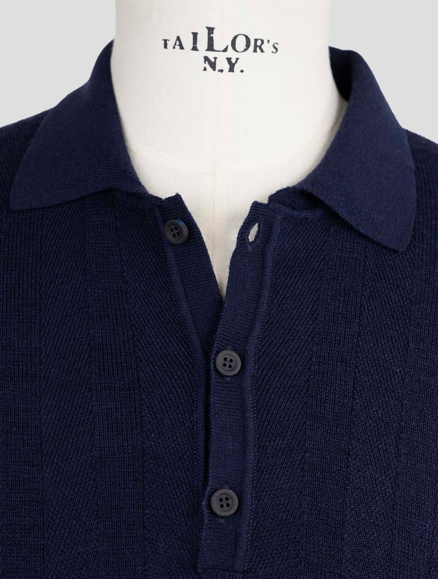 Kiton Knt Blue Virgin Wool Silk Polo