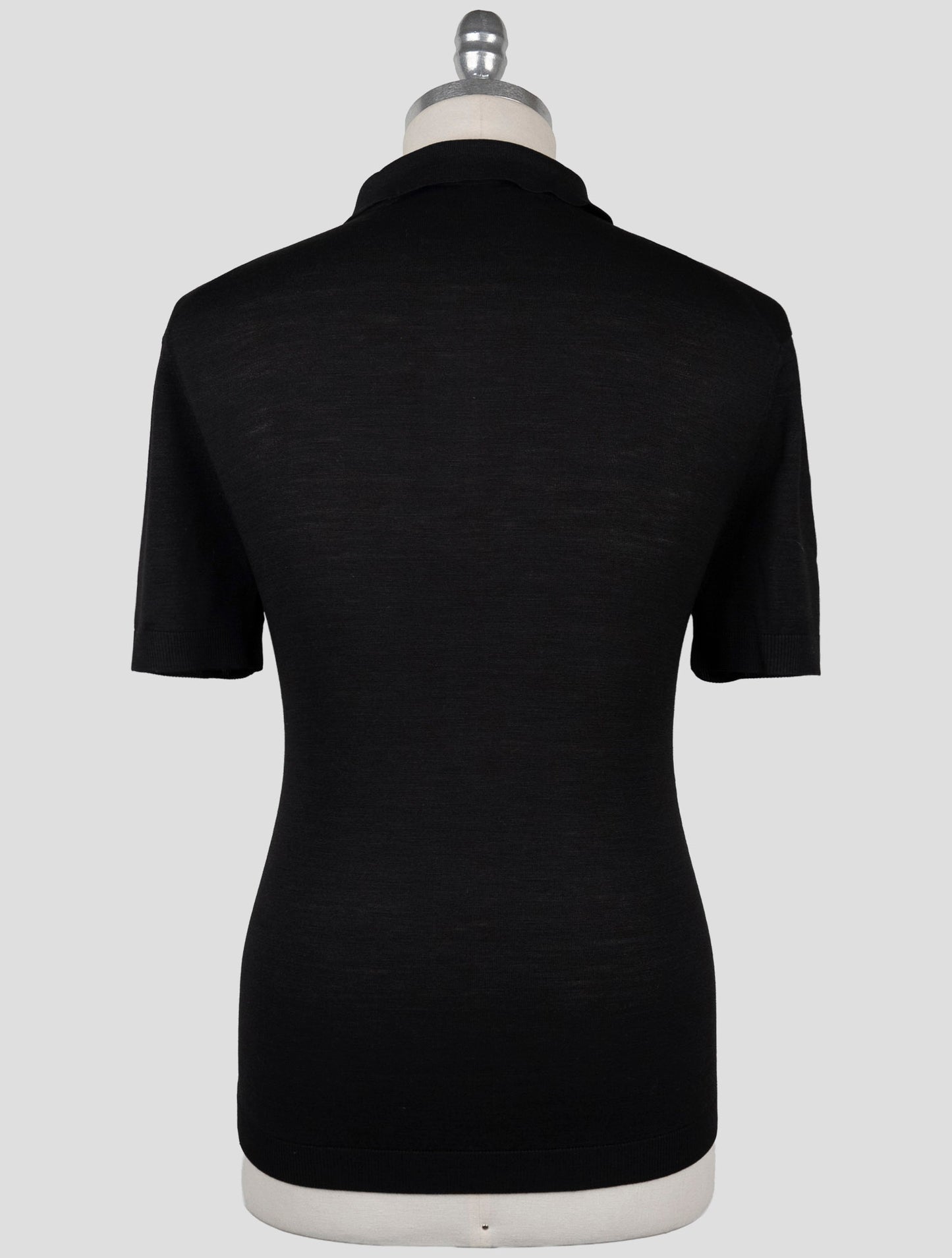 Kiton Knt Black Silk Polo Half Zip