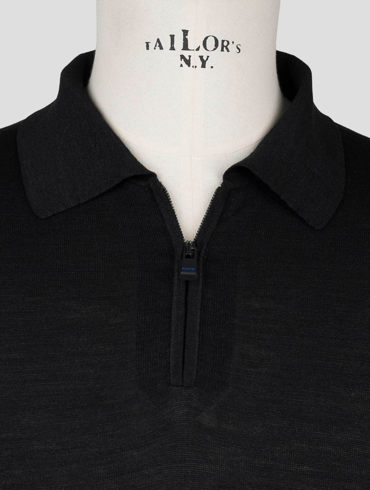 Kiton Knt Black Silk Polo Half Zip