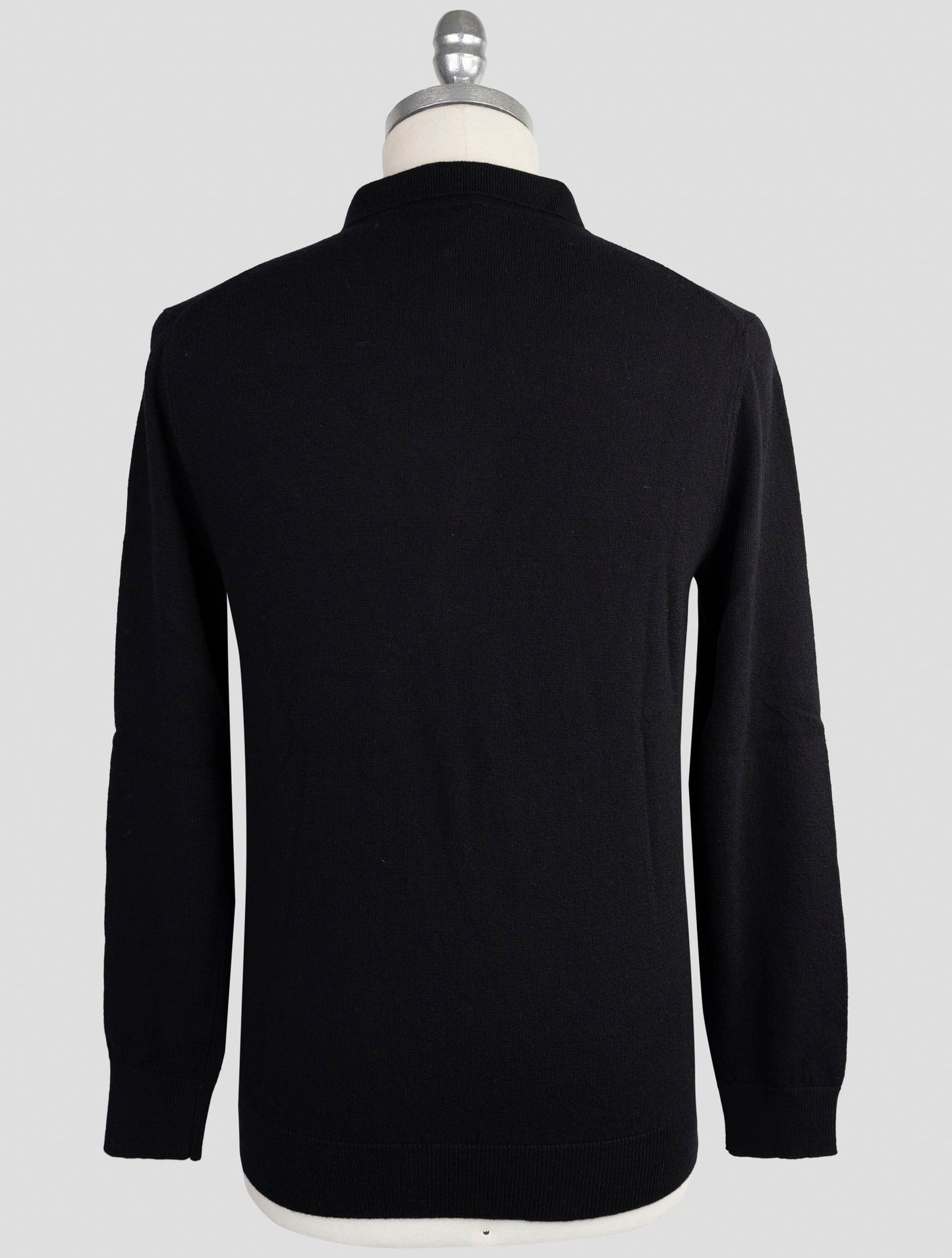 Kiton Knt Black Virgin Wool Sweater Polo