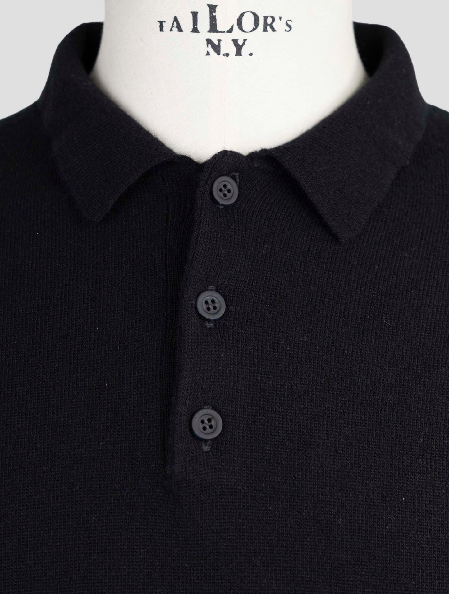 Kiton Knt Black Virgin Wool Sweater Polo