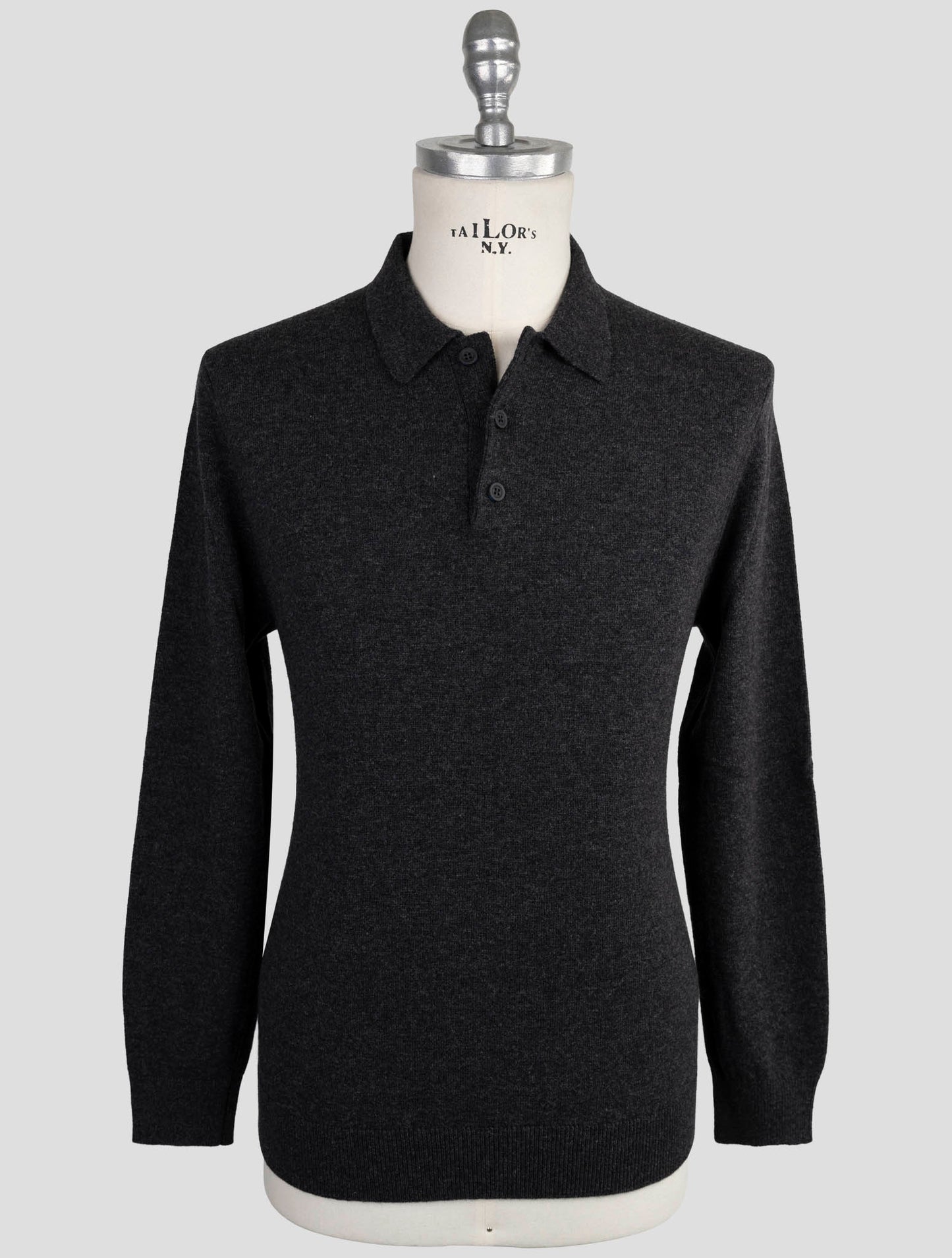 Kiton Knt Gray Virgin Wool Sweater Polo