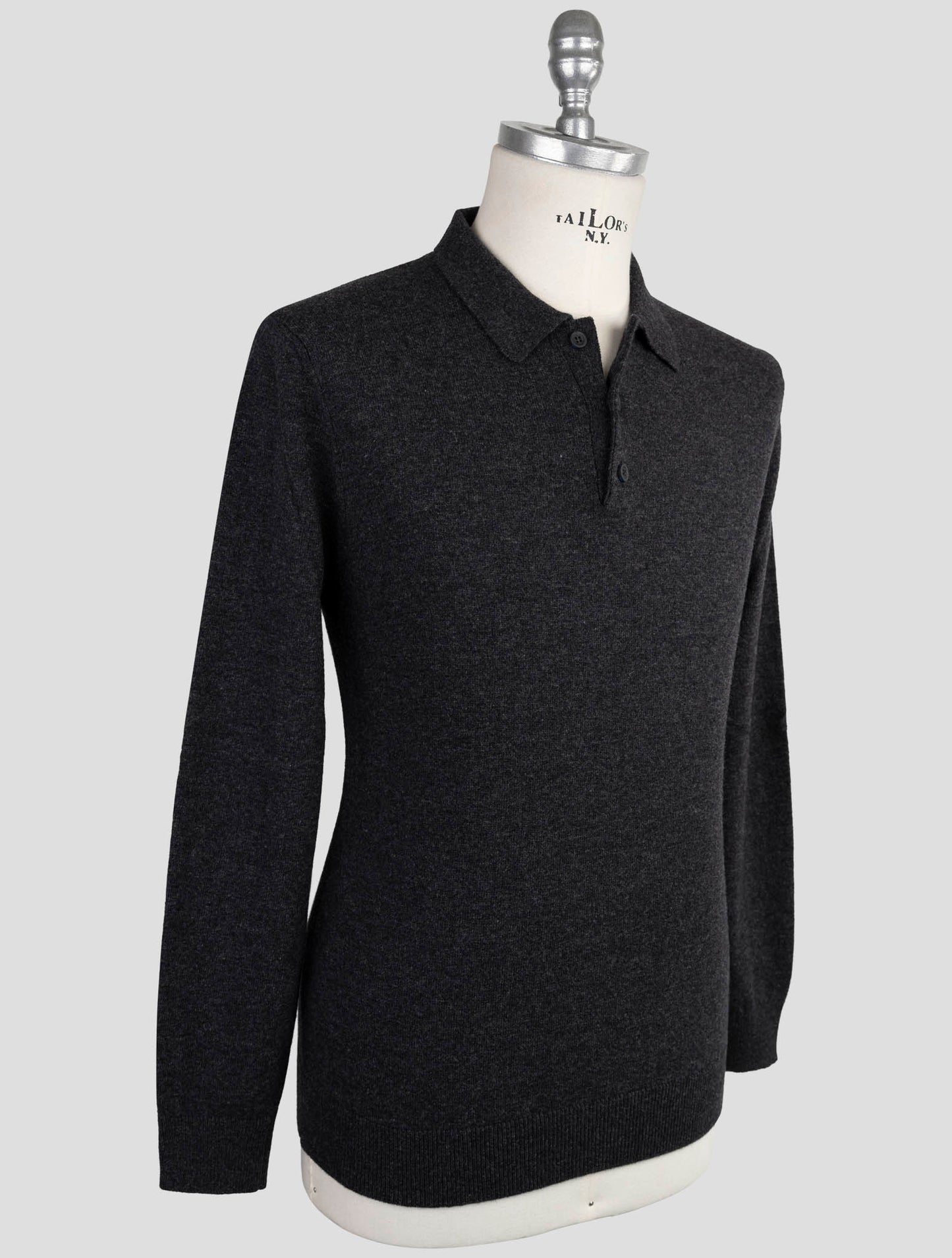Kiton Knt Gray Virgin Wool Sweater Polo