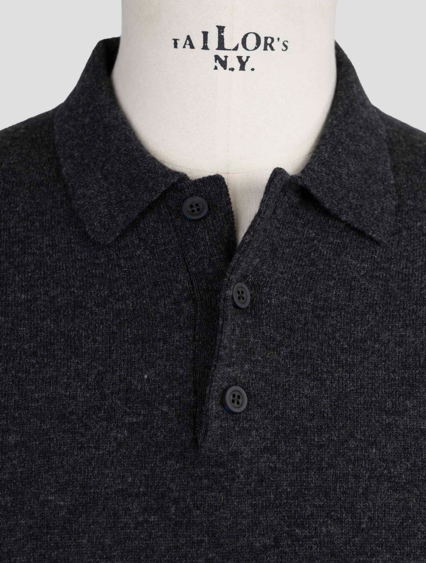 Kiton Knt Gray Virgin Wool Sweater Polo