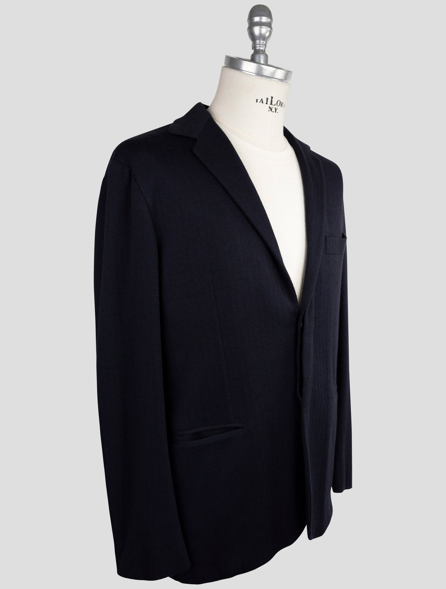Kiton Knt Blue Cashmere Cotton Blazer