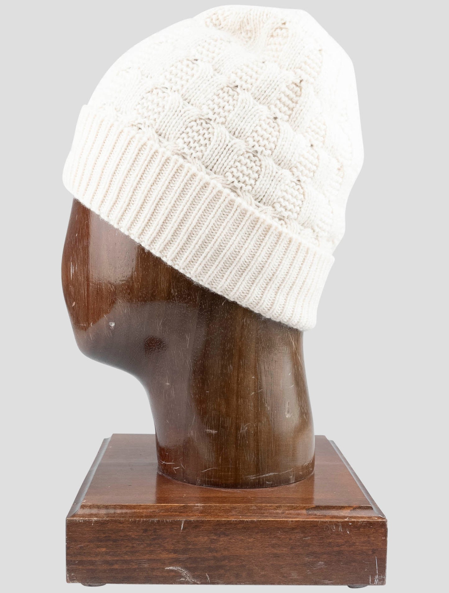 Kiton White Cashmere Beanie Hat