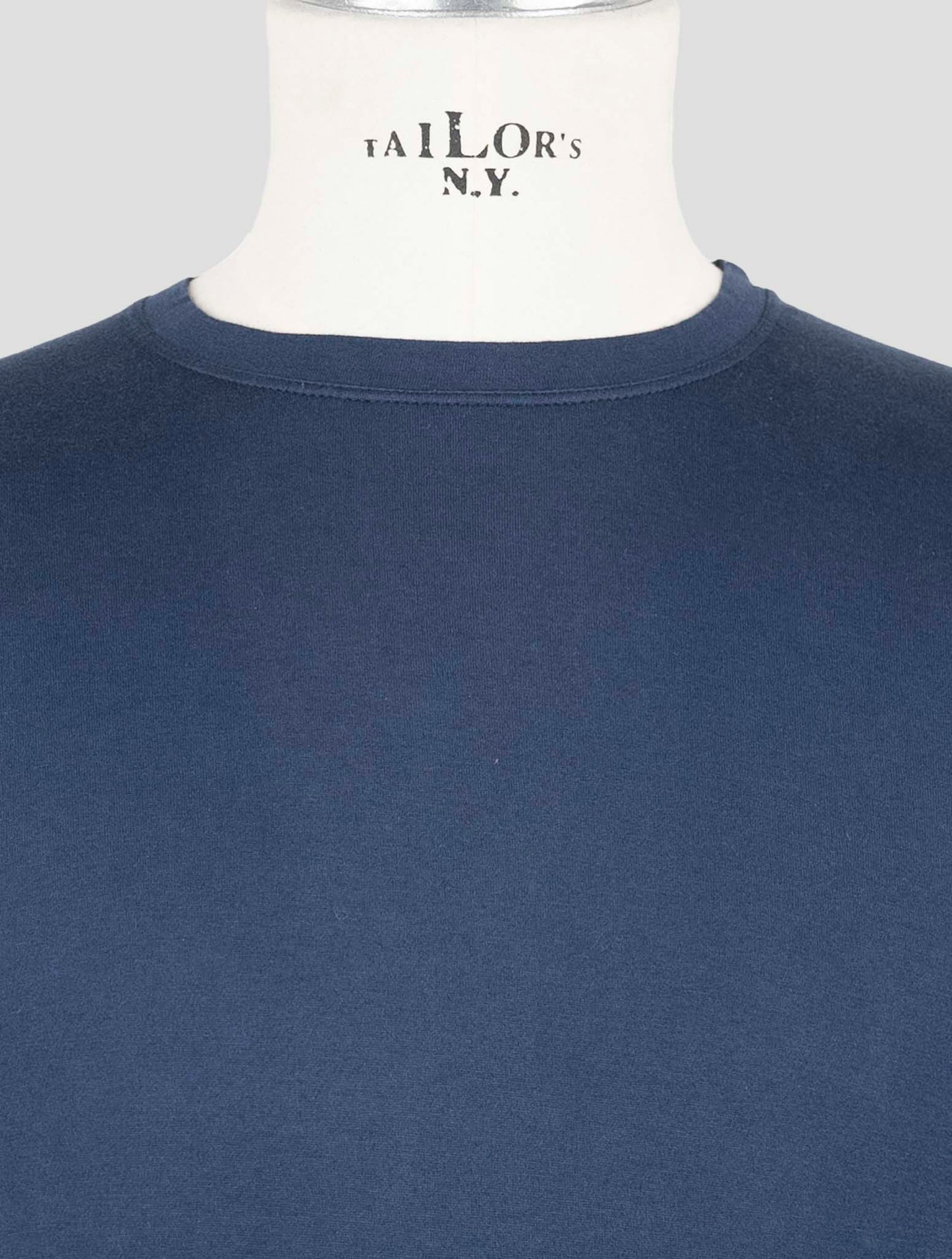 Kiton Blue Cotton Cashmere Sweater Crewneck
