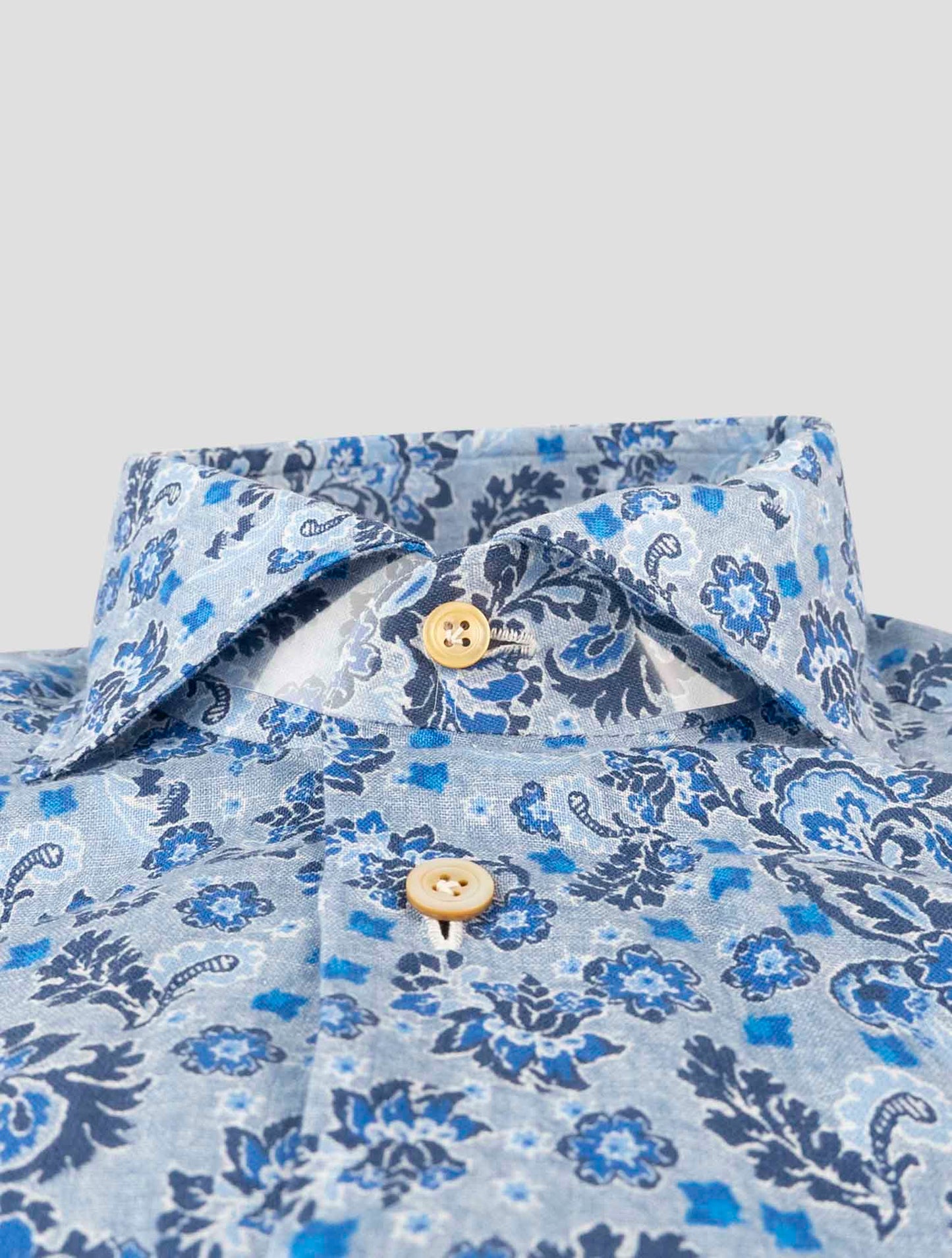 Kiton Blue Linen Shirt