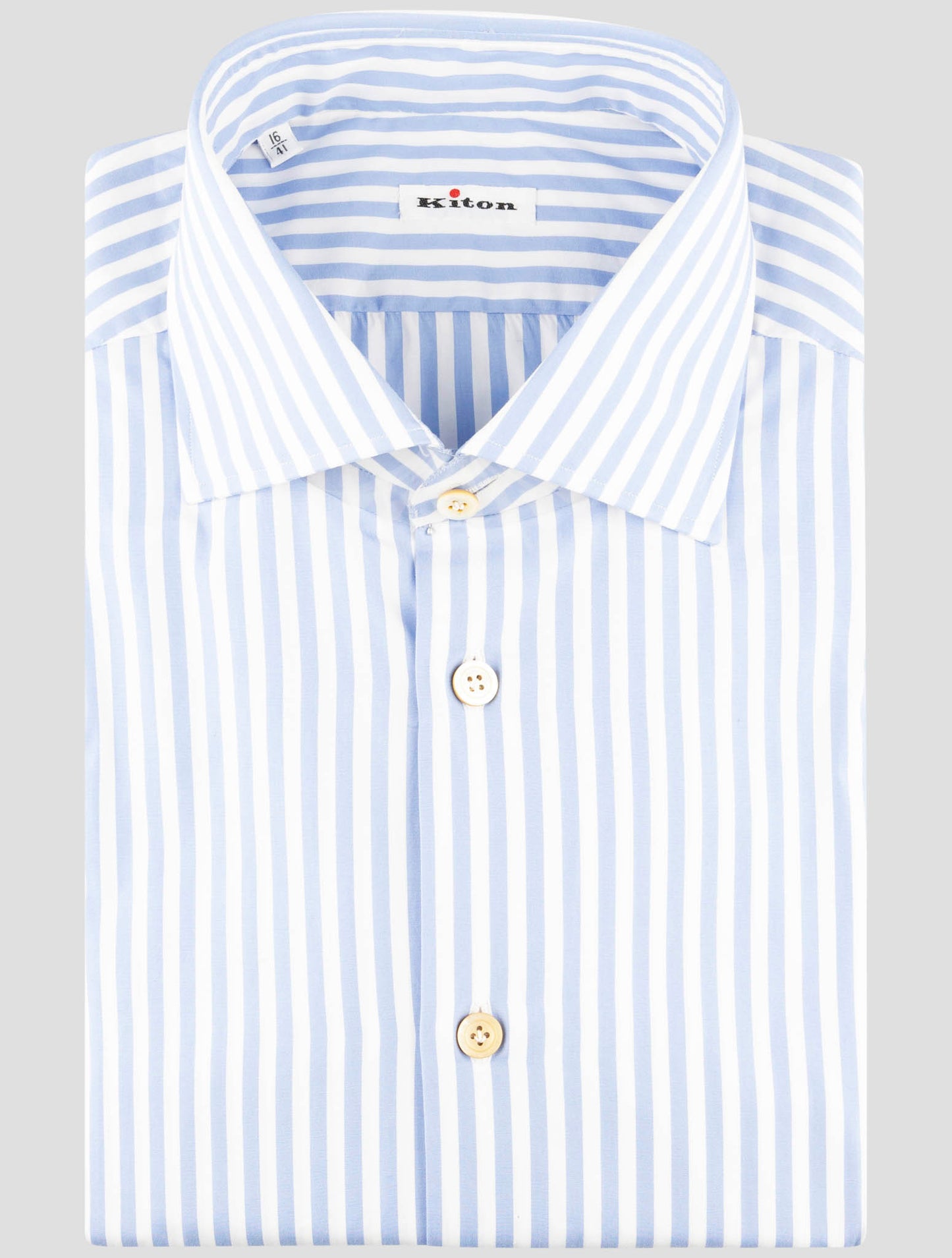 Kiton Light Blue White Cotton Shirt