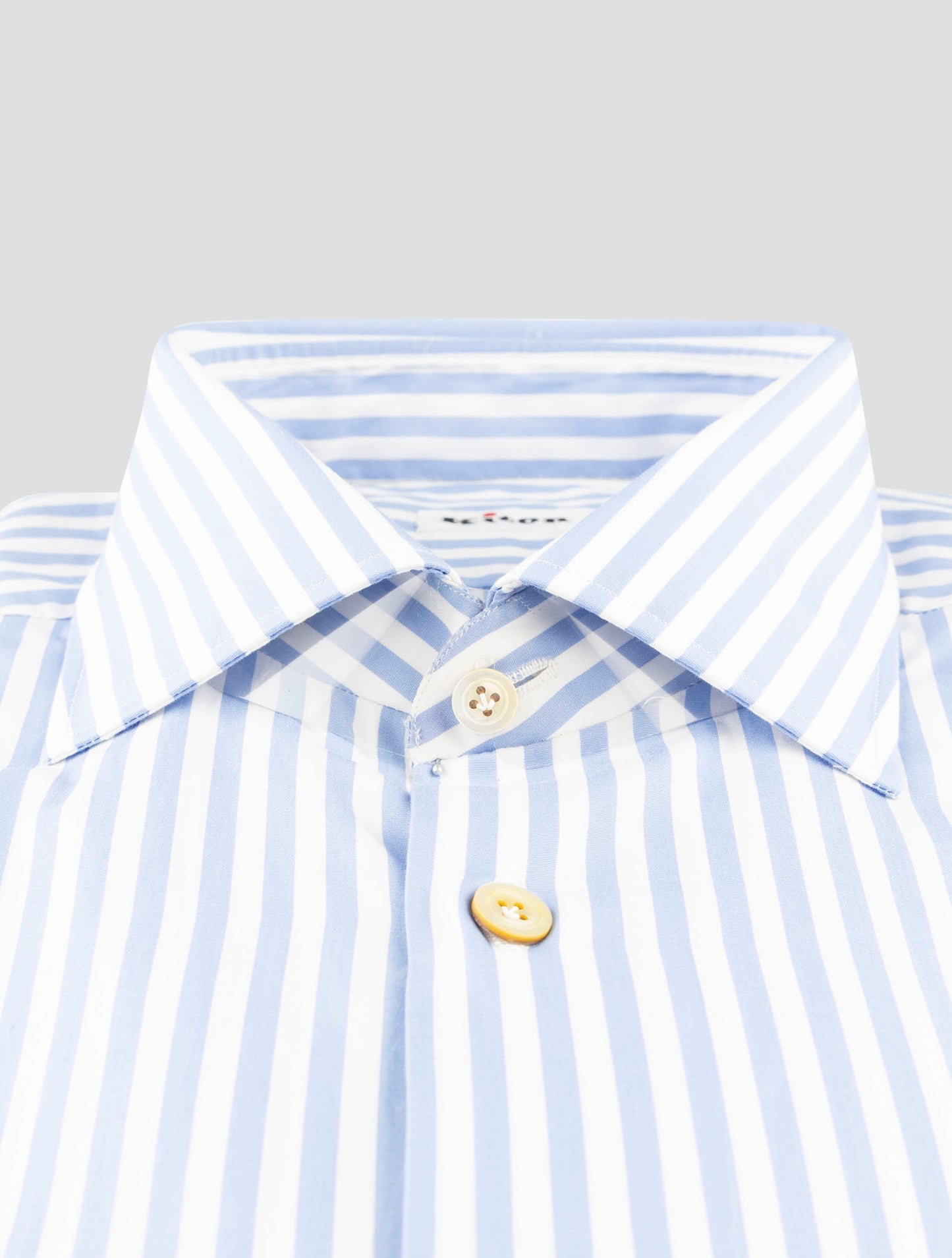 Kiton Light Blue White Cotton Shirt
