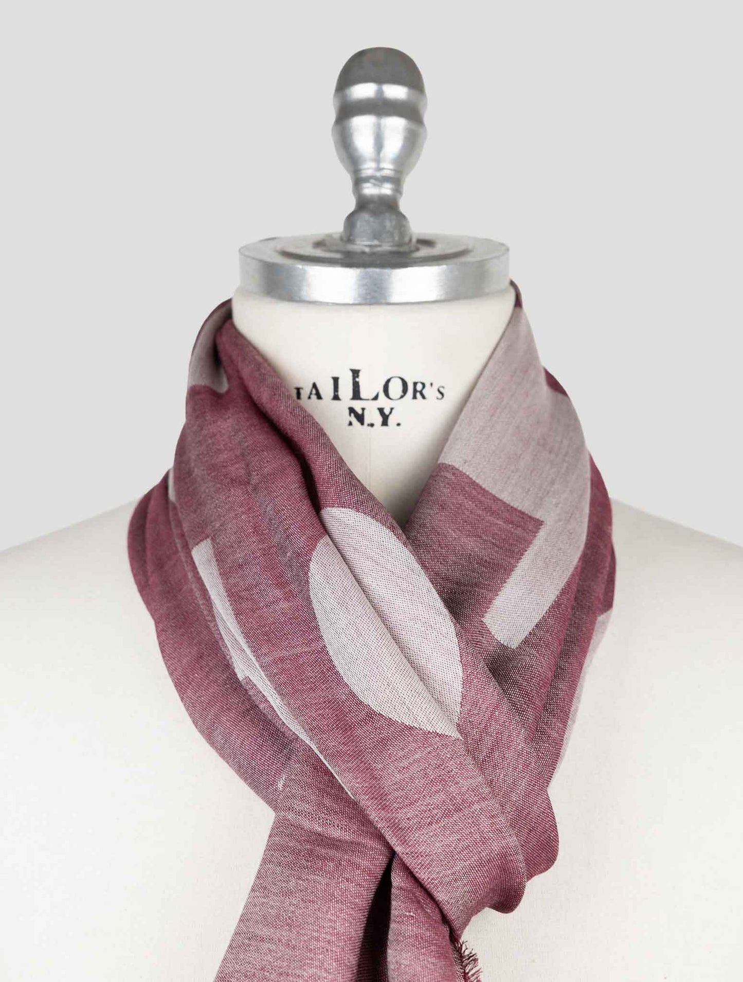 Kiton Burgundy Cashmere Silk Scarf