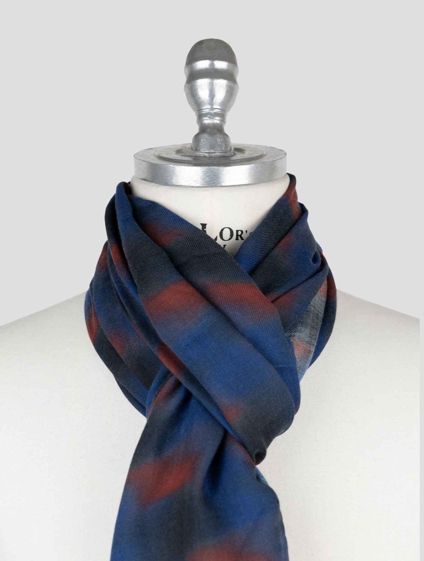 Kiton Blue Red Cashmere Scarf