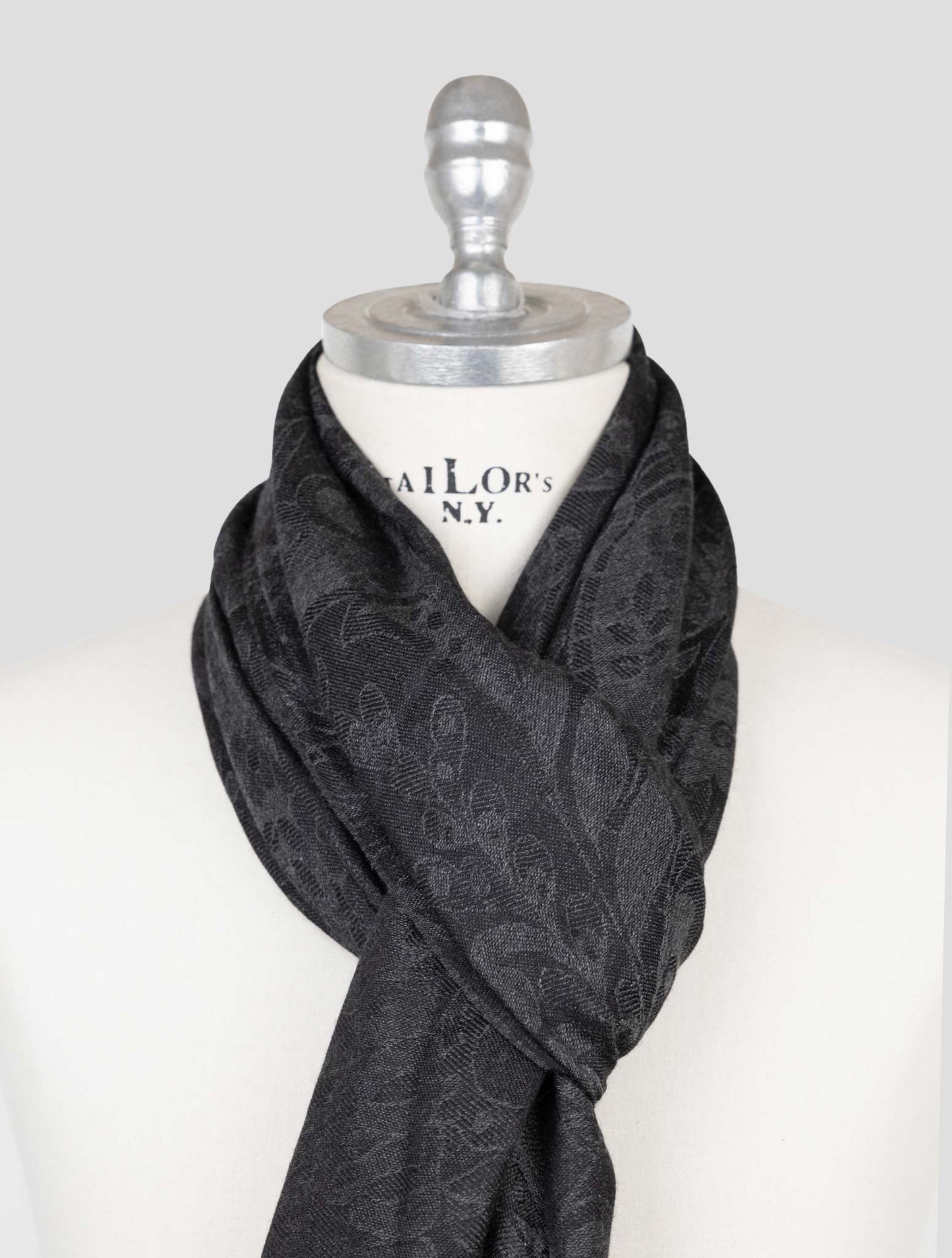 Kiton Gray Wool Silk Scarf