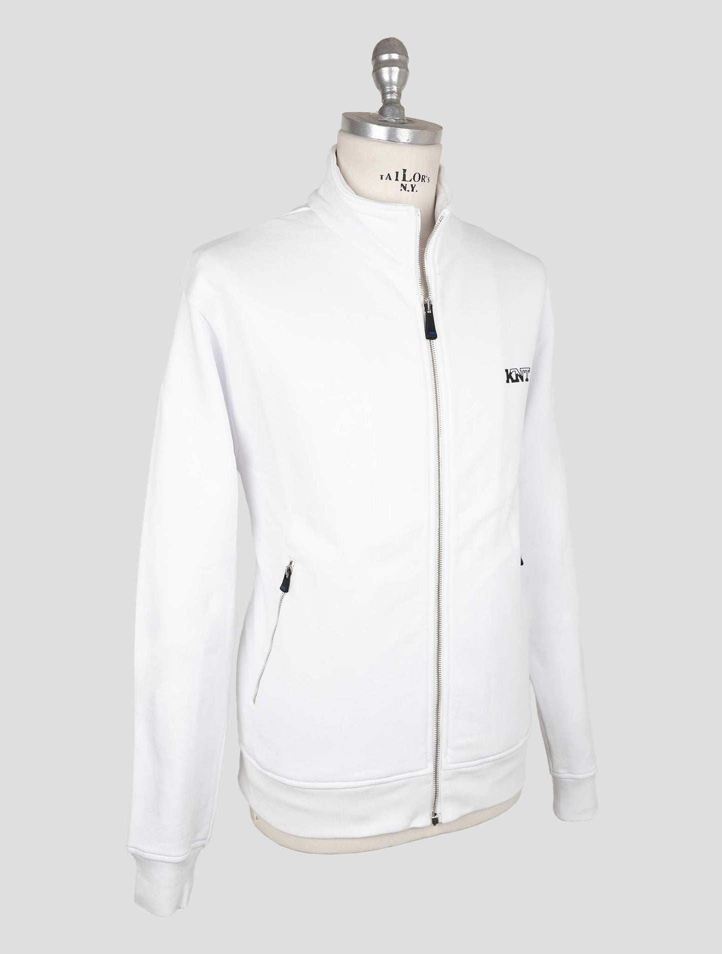 Kiton Knt White Cotton Sweater Full Zip