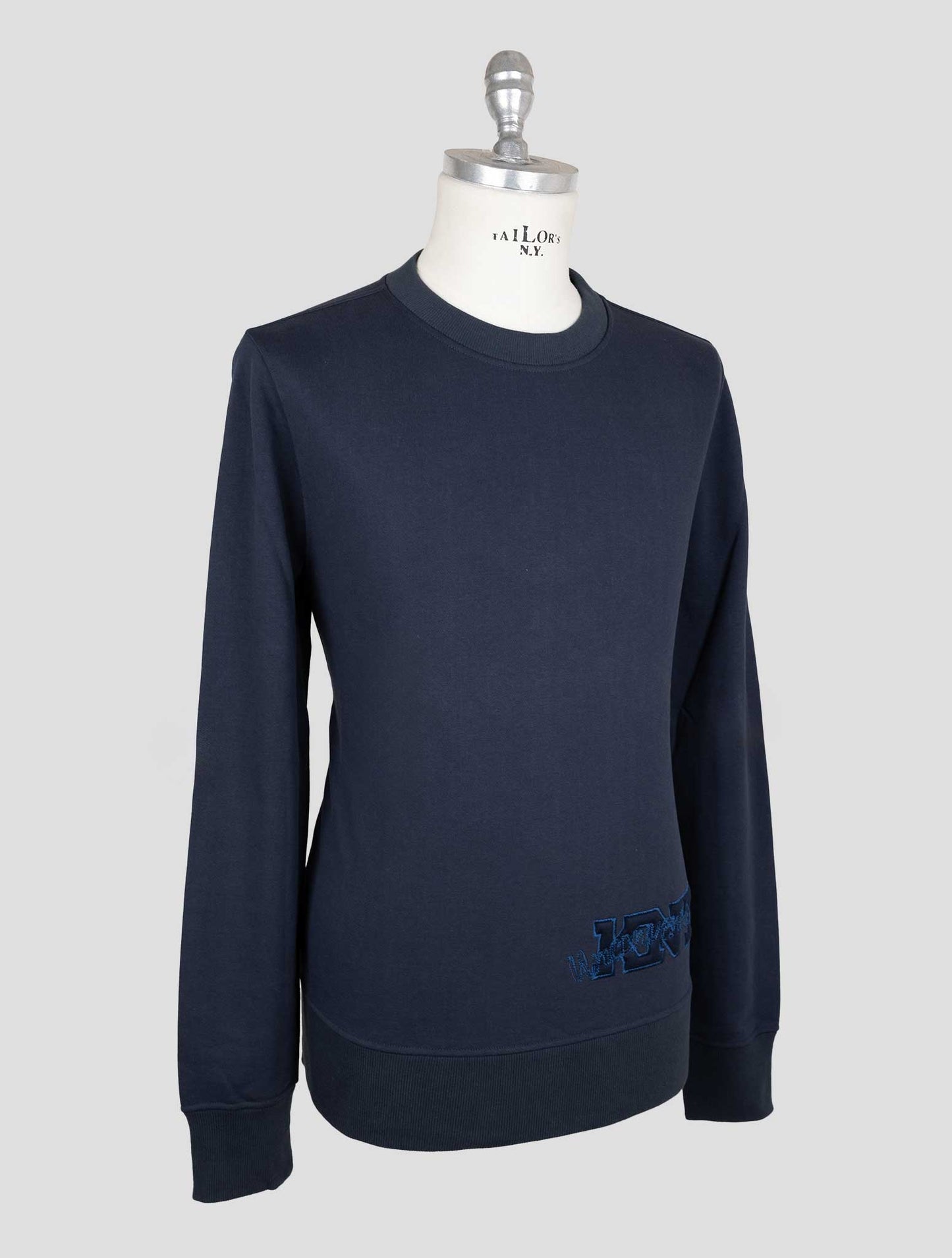 Kiton Knt Blue Cotton Sweater Crewneck