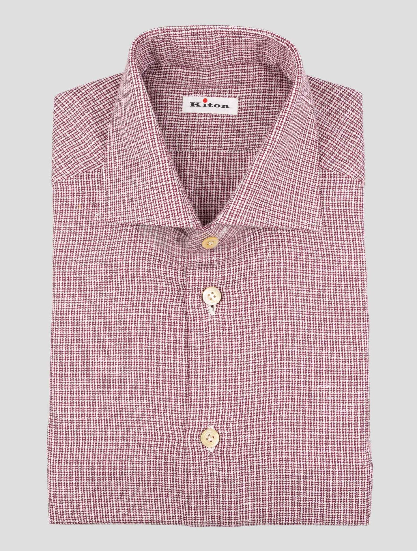 Kiton Red White Cotton Shirt