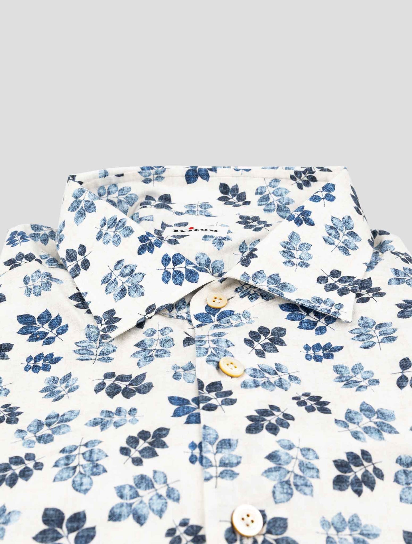 Kiton Blue White Cotton Shirt