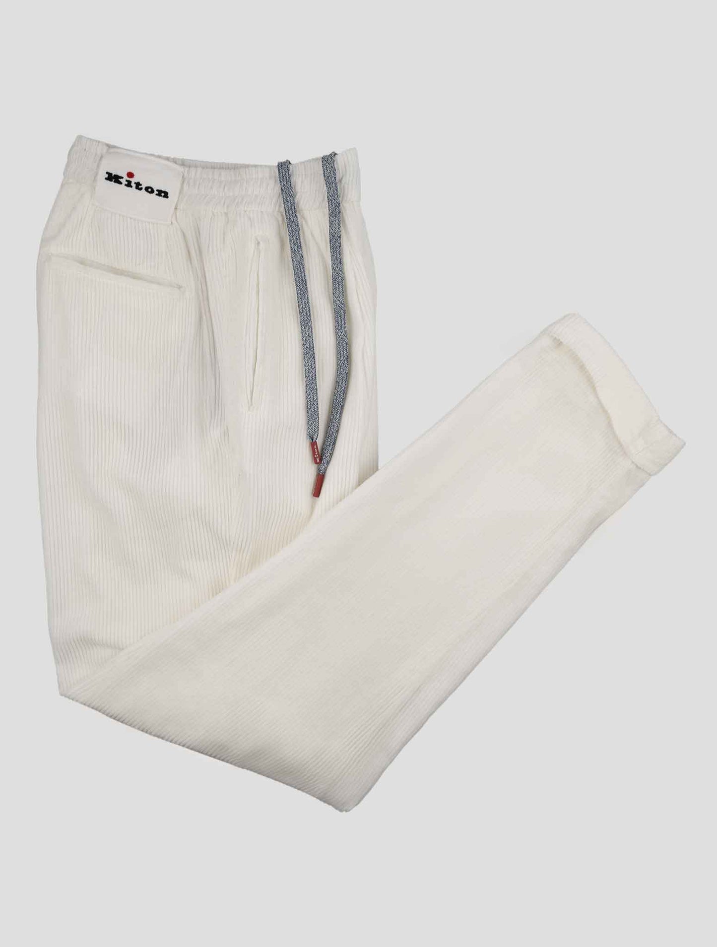 Kiton White Cotton Velvet Pants