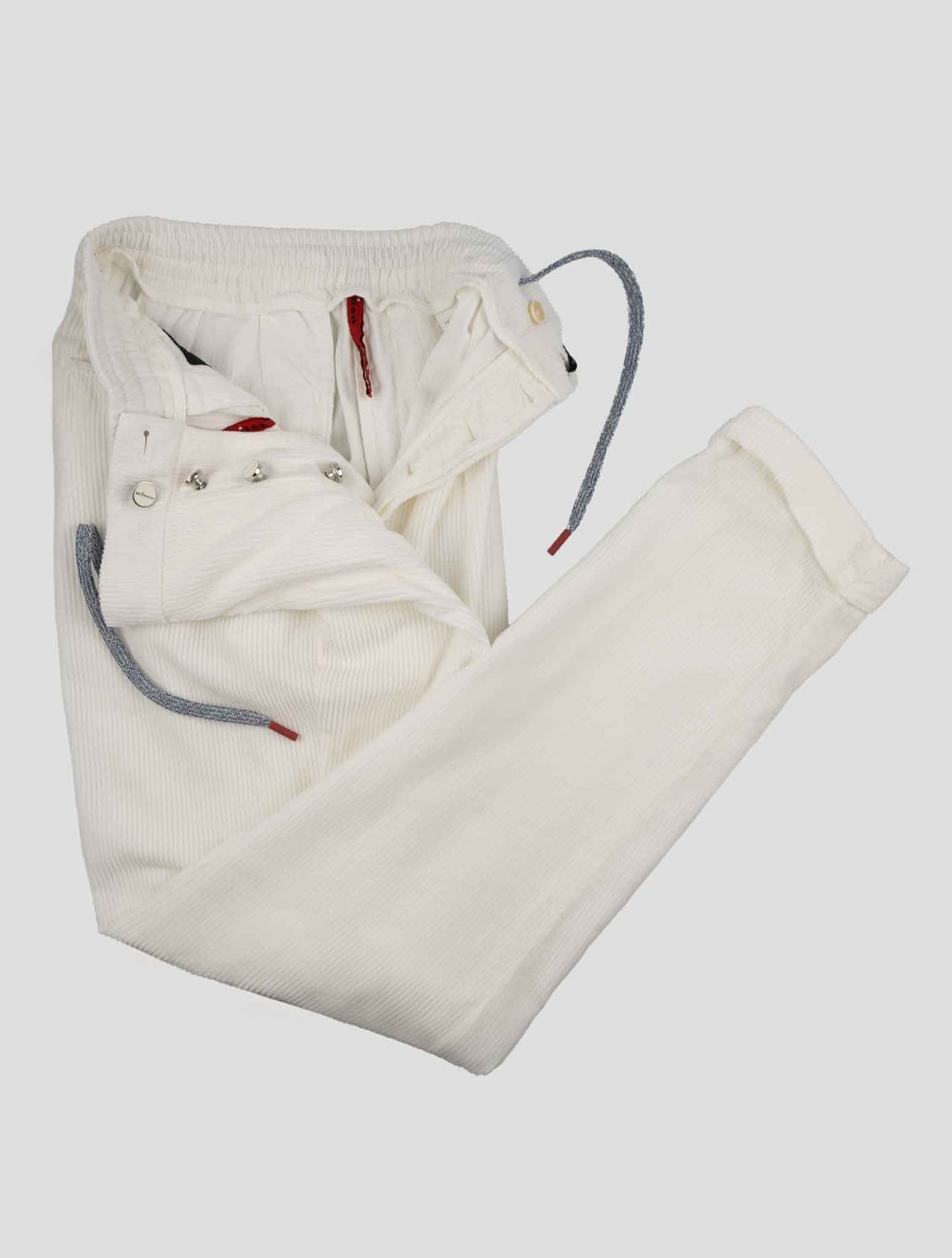 Kiton White Cotton Velvet Pants