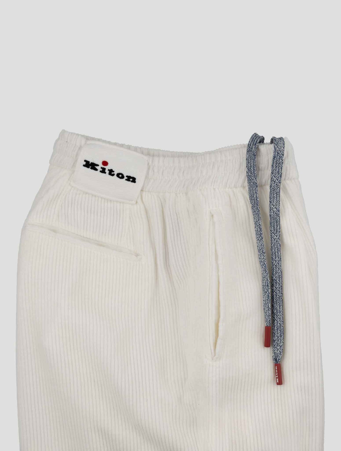 Kiton White Cotton Velvet Pants