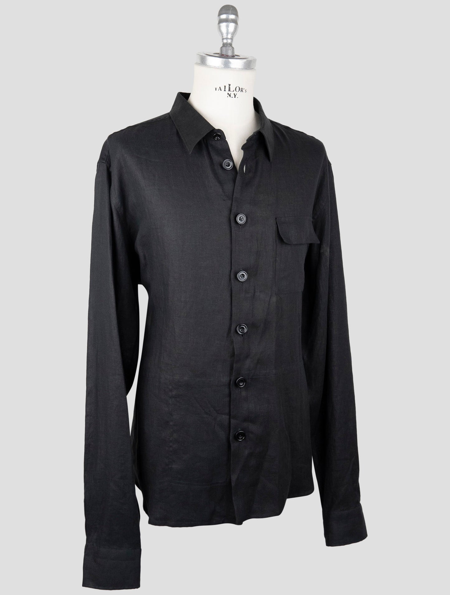 Kiton Black Linen Shirt