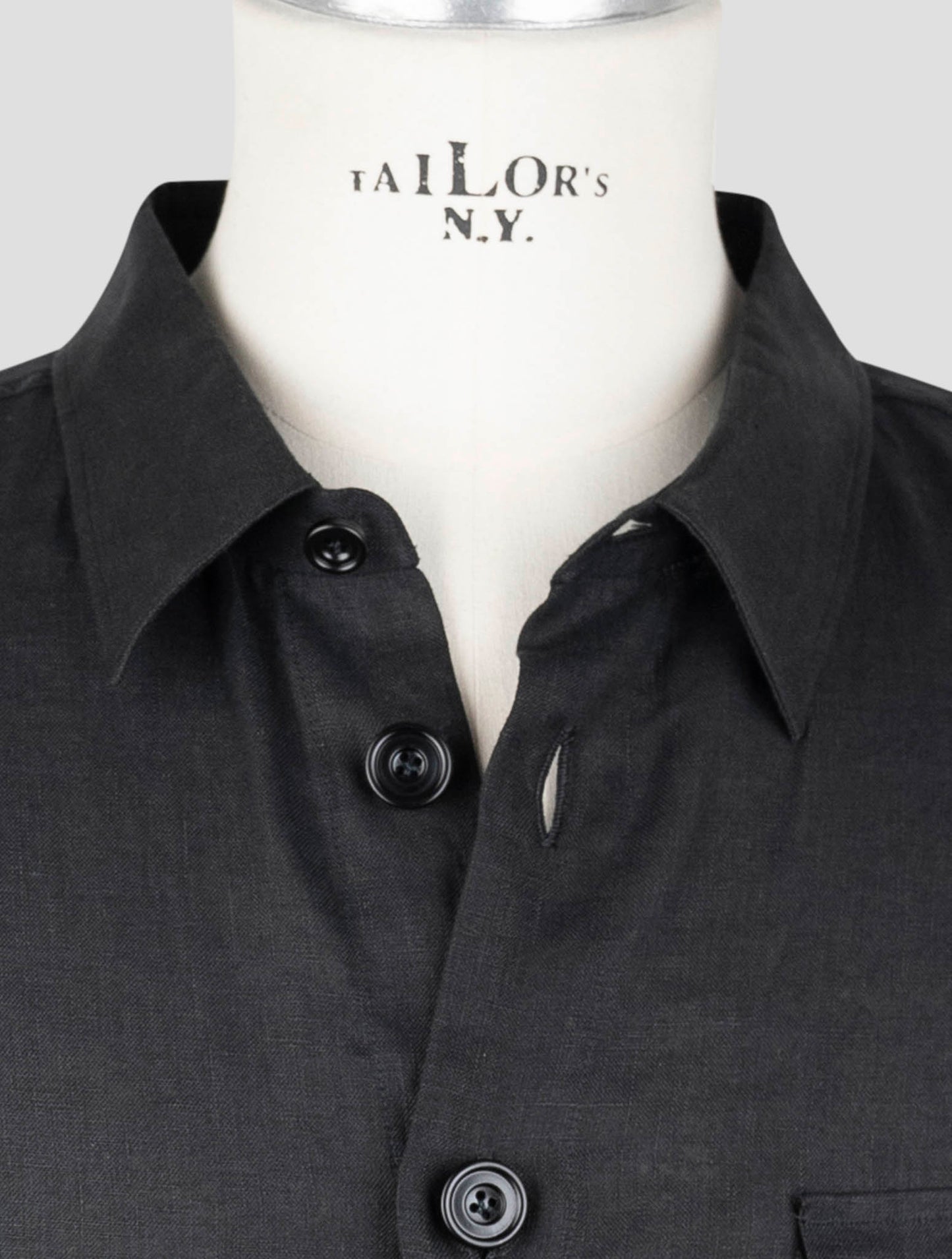 Kiton Black Linen Shirt