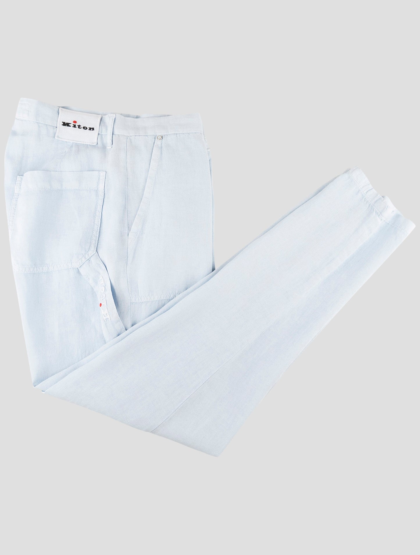 Kiton Light Blue Linen Ea Pants