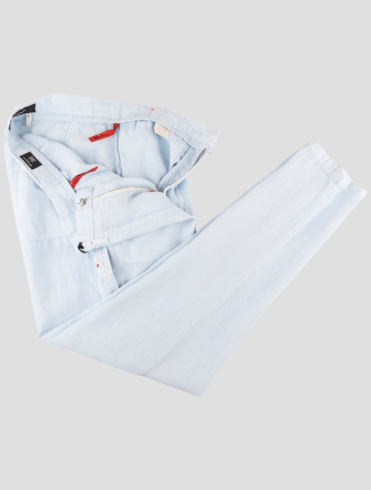 Kiton Light Blue Linen Ea Pants