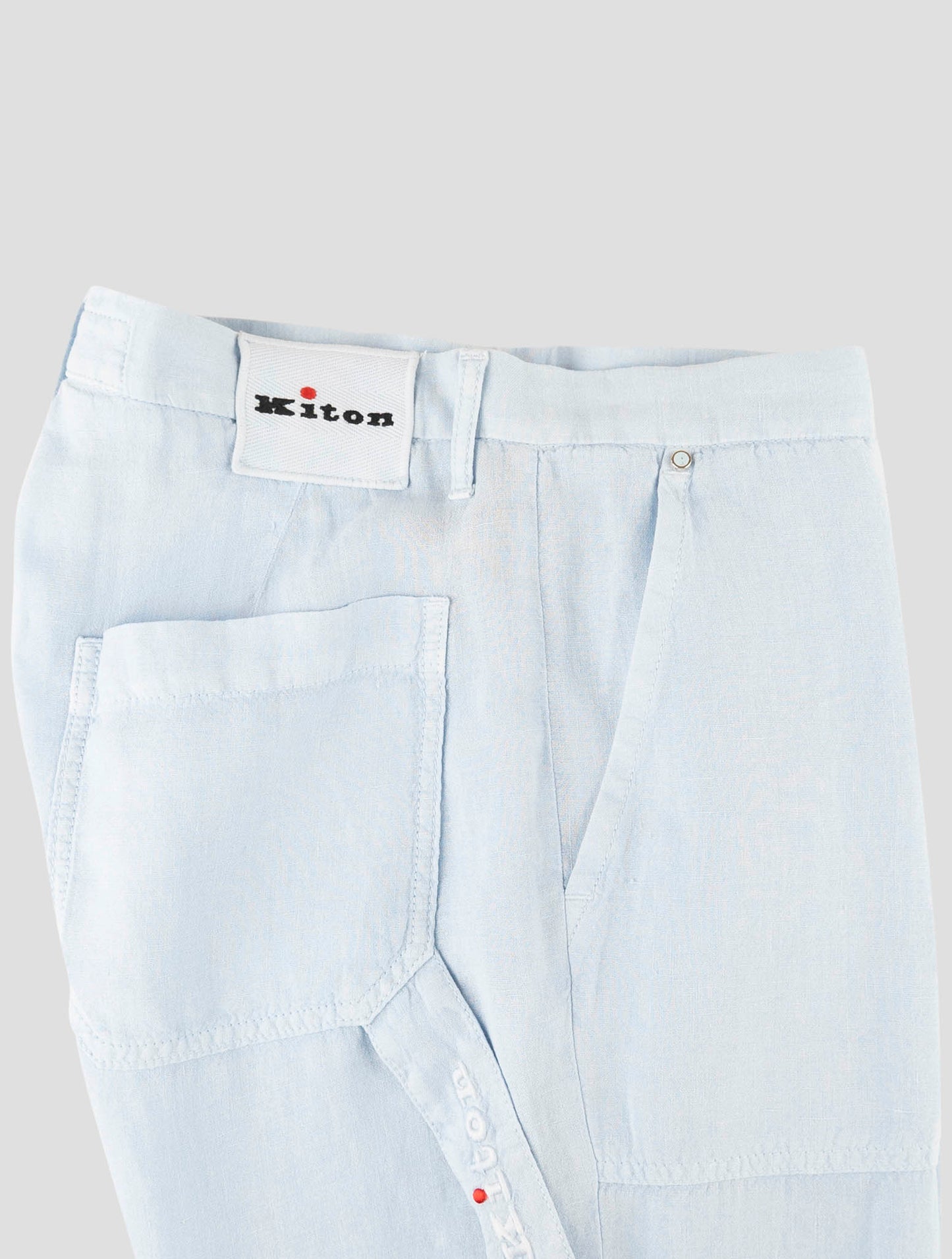 Kiton Light Blue Linen Ea Pants