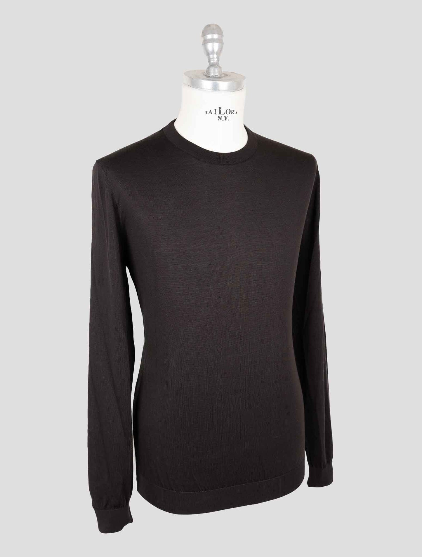 Kiton Brown Silk Sweater Crewneck