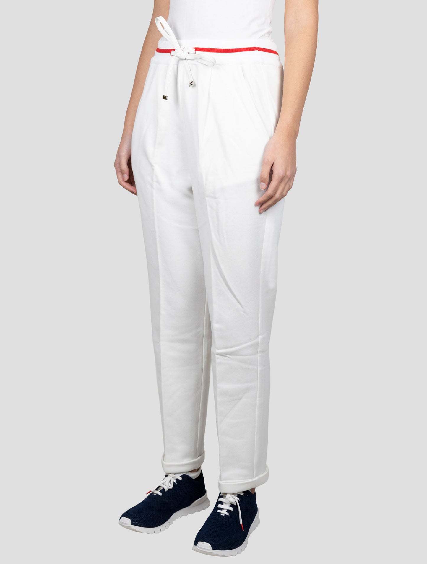 Kiton White Cotton Cashmere Pants