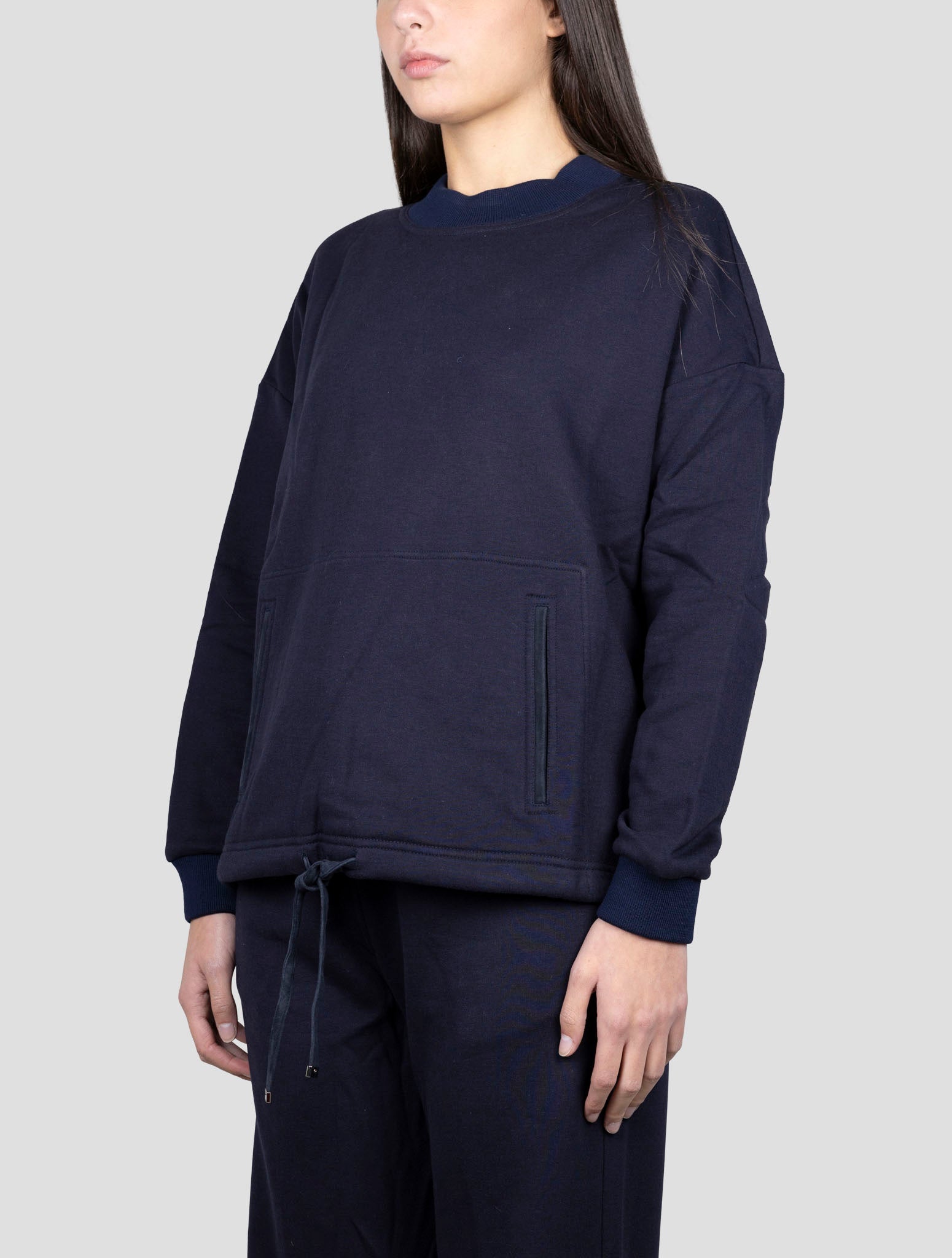 Kiton Blue Cotton Cashmere Sweater Crewneck