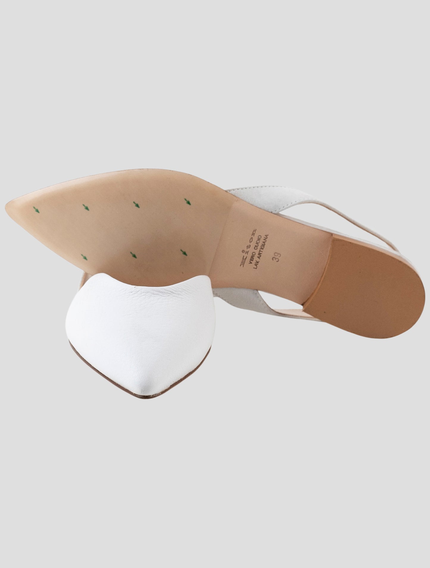 Kiton White Leather Slingback