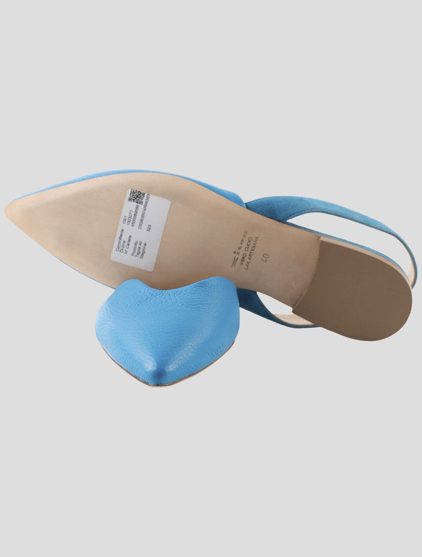 Kiton Light Blue Leather Slingback