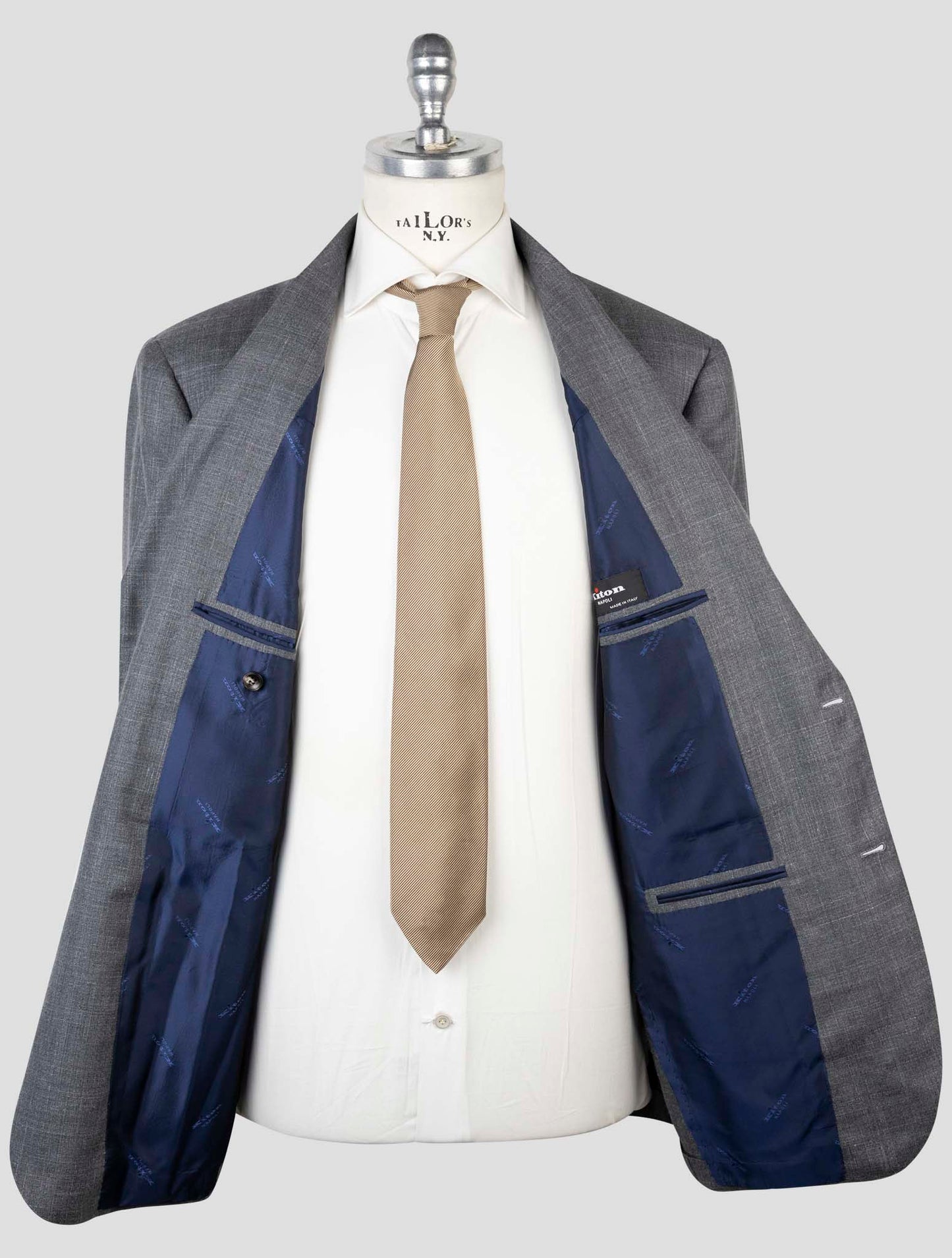 Kiton Gray Cashmere Silk Linen Suit