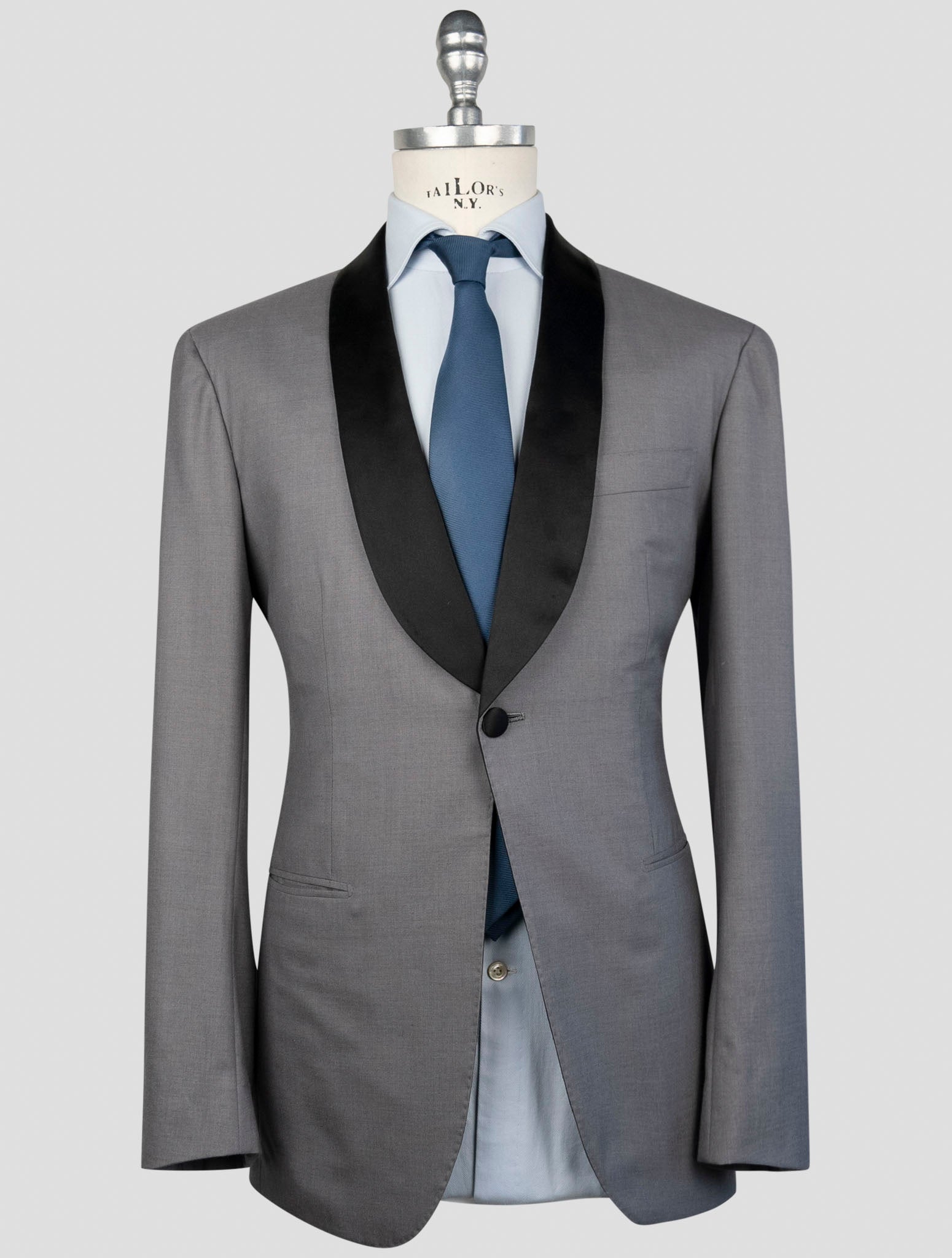 Kiton Gray Cashmere Silk Blazer Smoking front look