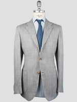Kiton Gray Cashmere Silk Cotton Virgin Wool Pa Blazer