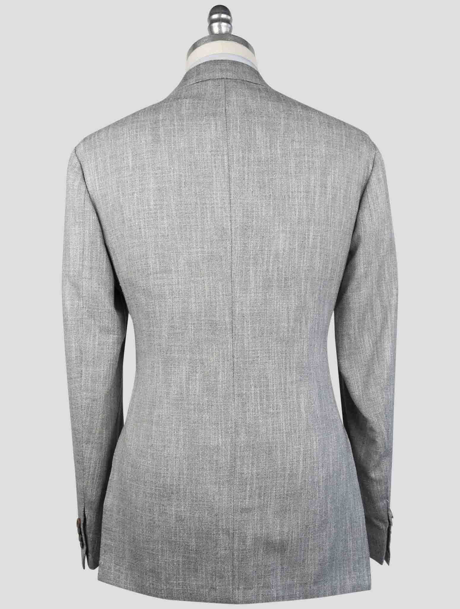 Kiton Gray Cashmere Silk Cotton Virgin Wool Pa Blazer