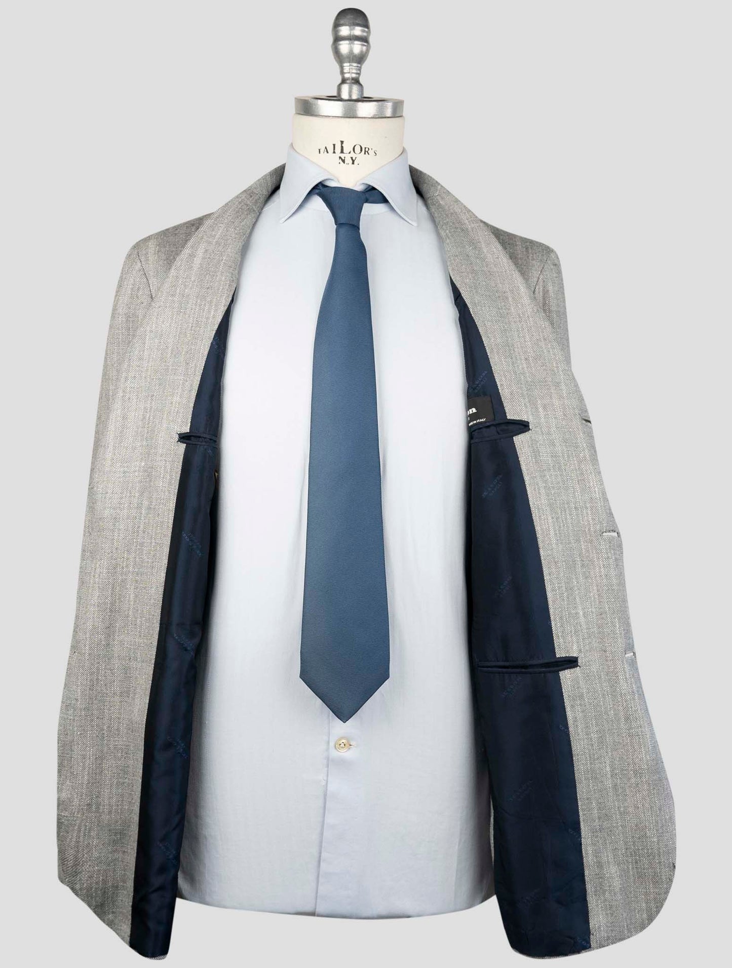 Kiton Gray Cashmere Silk Cotton Virgin Wool Pa Blazer