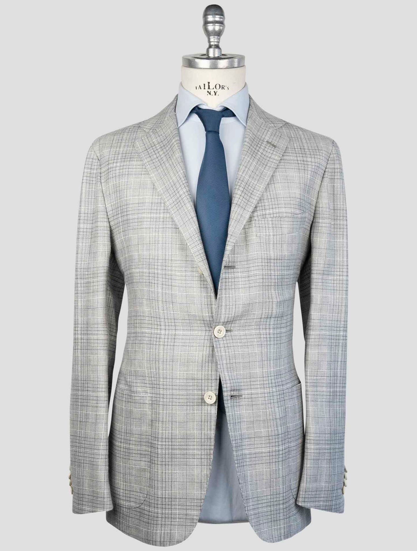Kiton Gray Cashmere Virgin Wool Silk Linen Blazer
