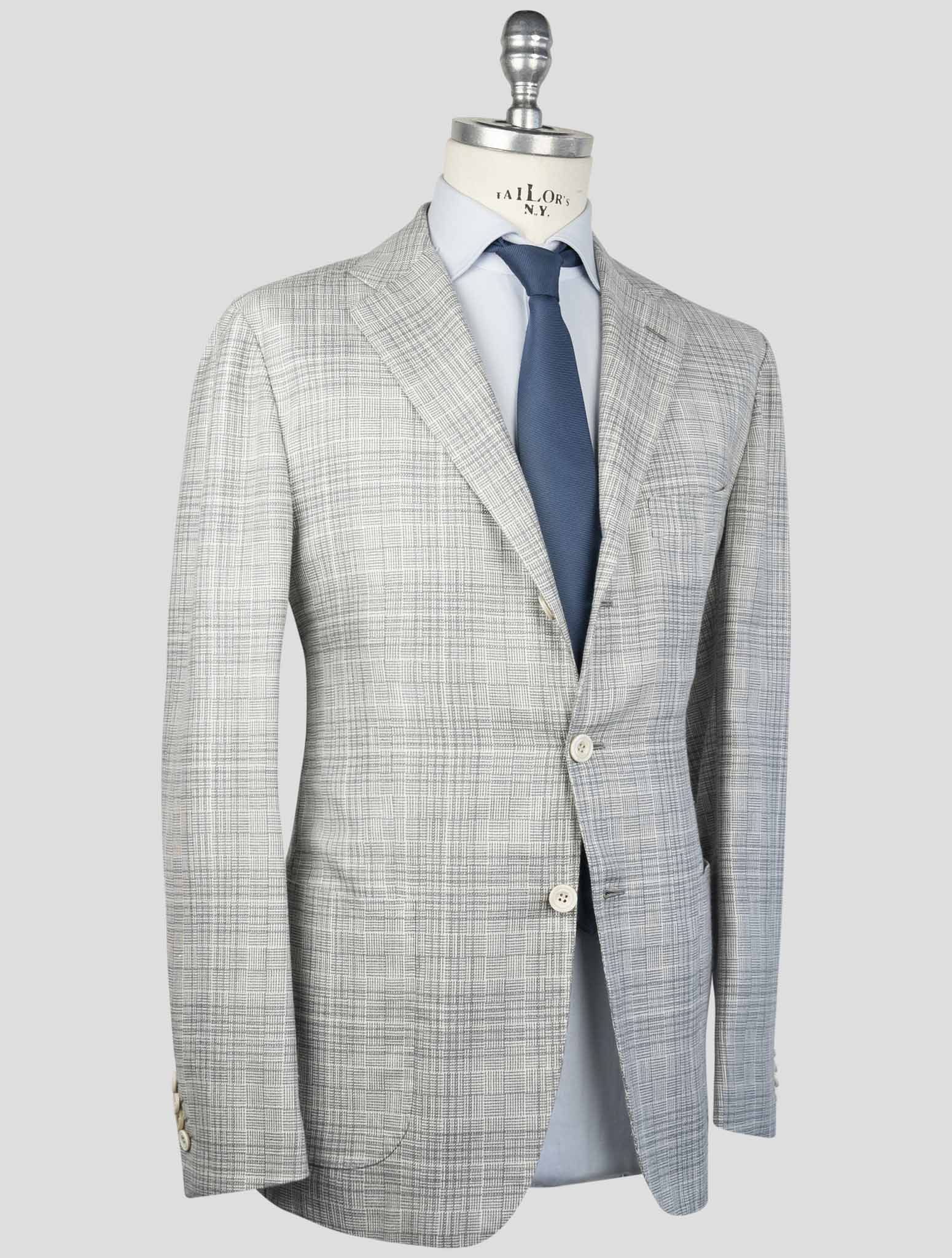 Kiton Gray Cashmere Virgin Wool Silk Linen Blazer